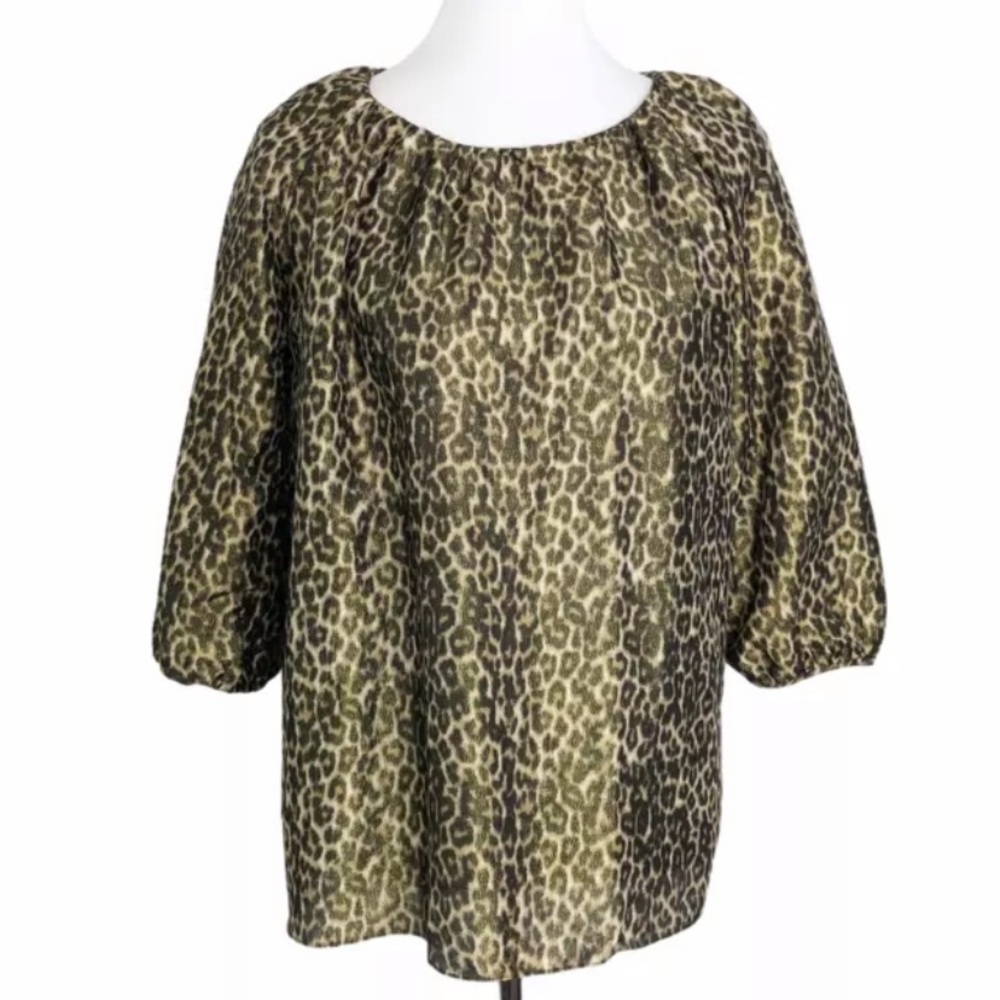 Talbots Leopard Print Metallic Top Sz. M
